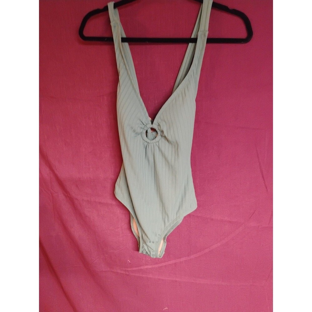 Kona Sol Womens One Piece Swimsuit Green Size Small 4-6 Beach Ribbed